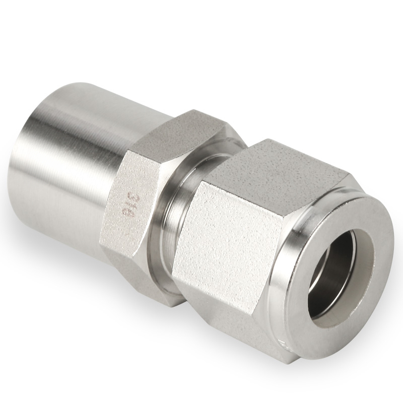 SS316 Double Ferrule Tube Fitting Weld Connector