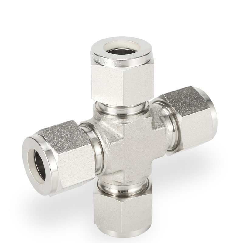 SS316 Double Ferrule Tube Fitting Union Cross