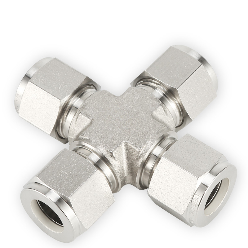 SS316 Double Ferrule Tube Fitting Union Cross