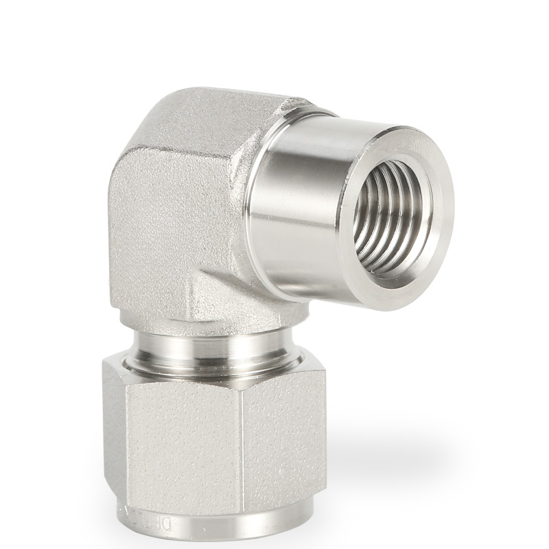 SS316 Double Ferrule Tube Fitting 90 Degree Female Elbow