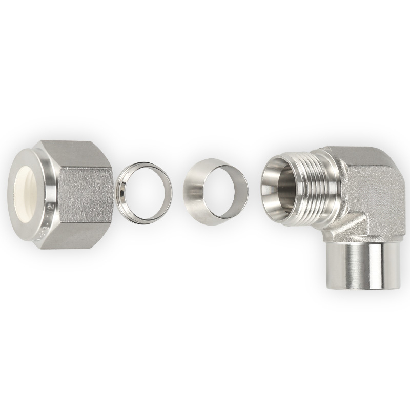 SS316 Double Ferrule Tube Fitting 90 Degree Female Elbow