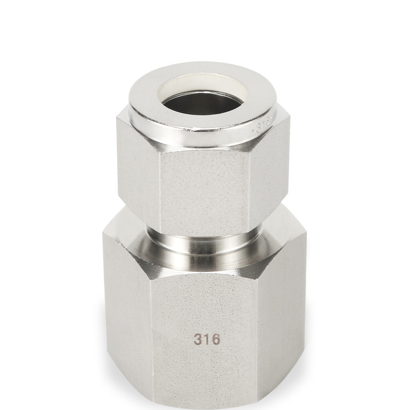 SS316 Double Ferrule Tube Fitting Female Connector