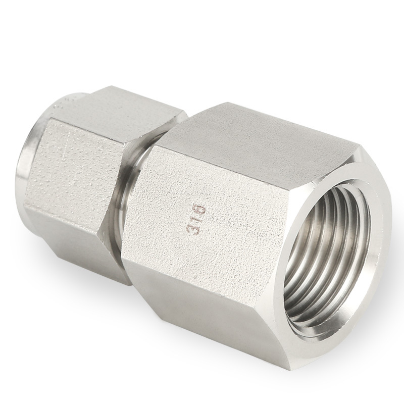 SS316 Double Ferrule Tube Fitting Female Connector
