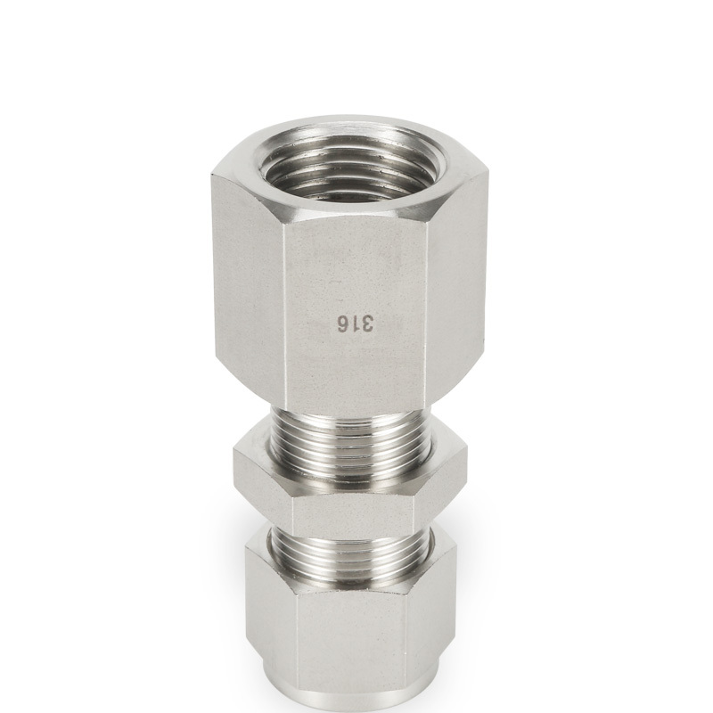 SS316 Double Ferrule Tube Fitting Bulkhead Female Connector