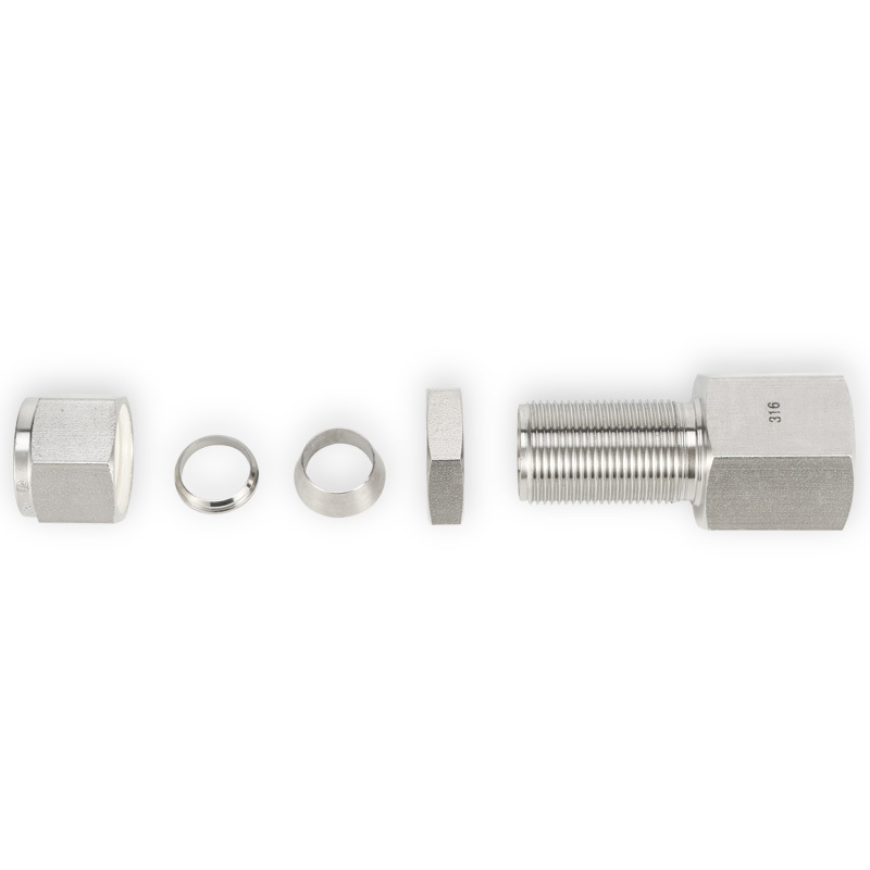 SS316 Double Ferrule Tube Fitting Bulkhead Female Connector