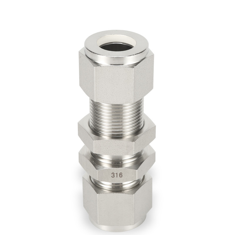 SS316 Double Ferrule Tube Fitting Bulkhead Union