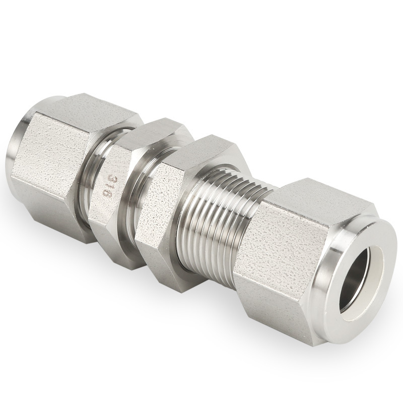 SS316 Double Ferrule Tube Fitting Bulkhead Union