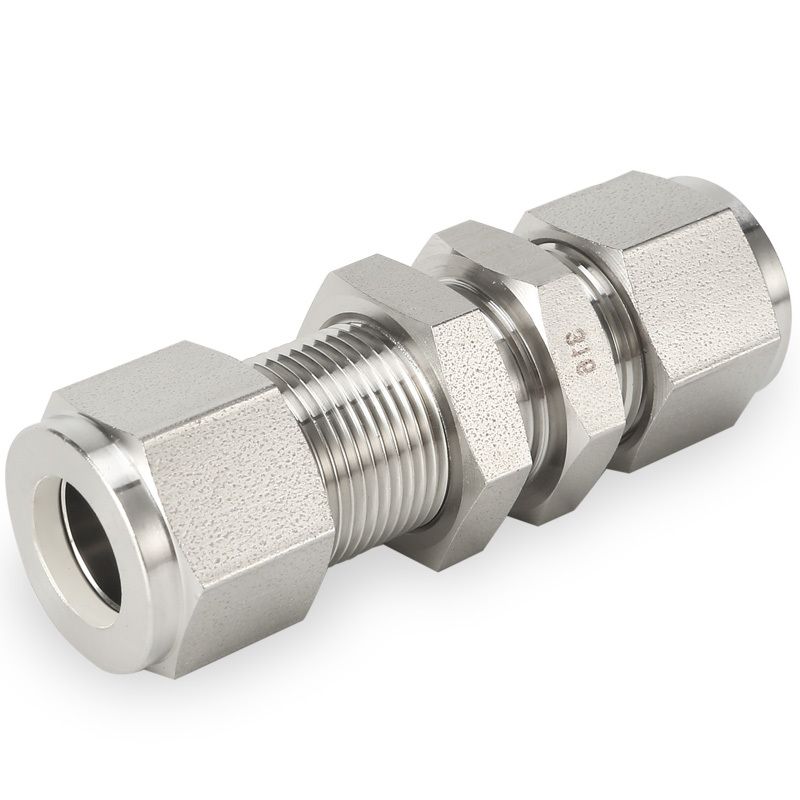 SS316 Double Ferrule Tube Fitting Bulkhead Union