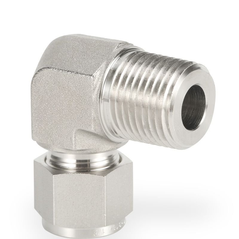 SS316 Double Ferrule Tube Fitting 90 Degree Male Elbow