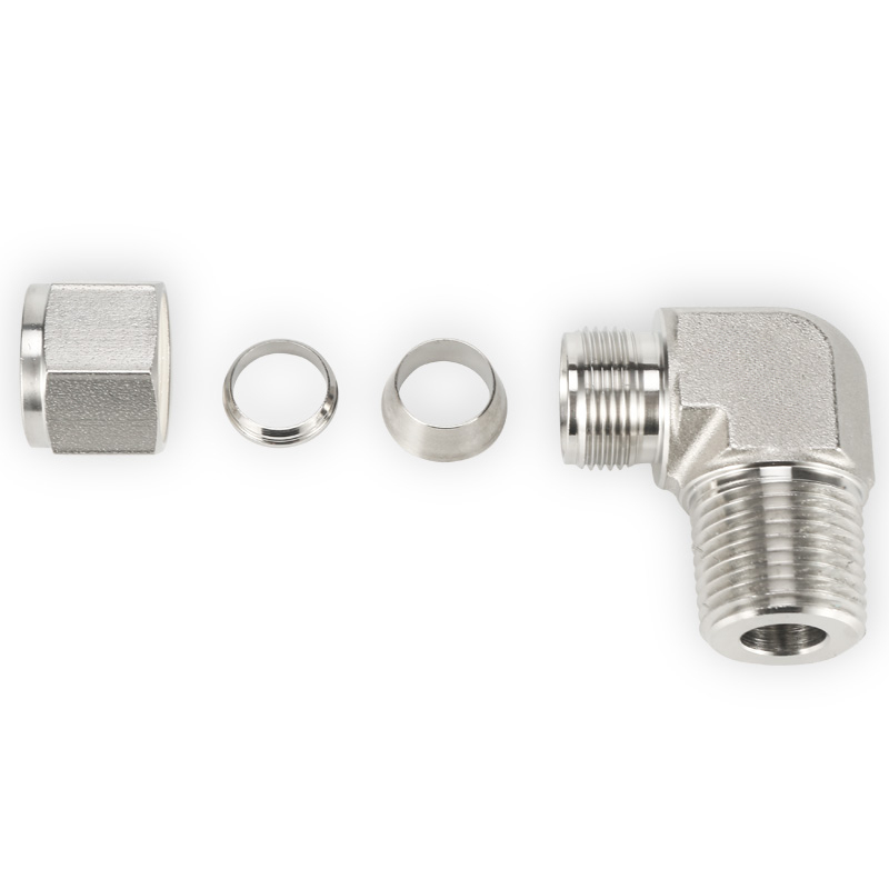 SS316 Double Ferrule Tube Fitting 90 Degree Male Elbow