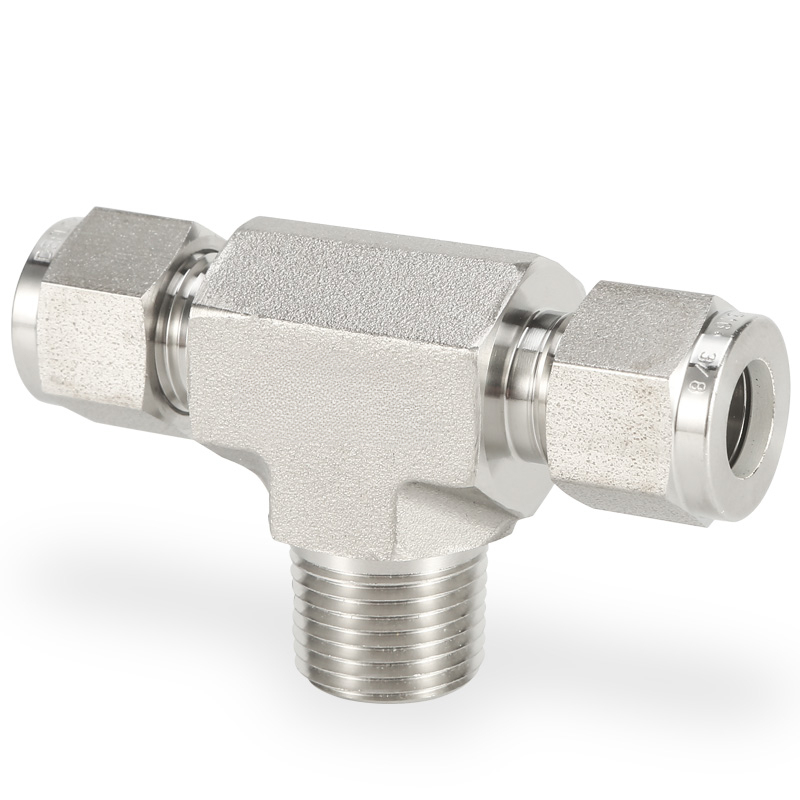 SS316 Double Ferrule Tube Fitting Male Branch Tee