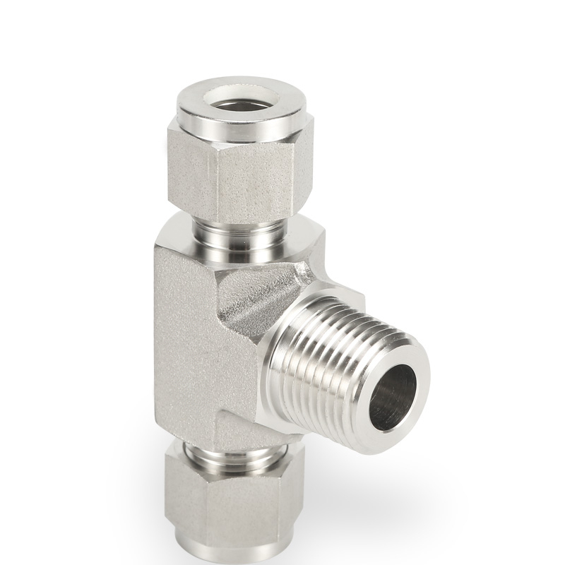 SS316 Double Ferrule Tube Fitting Male Branch Tee