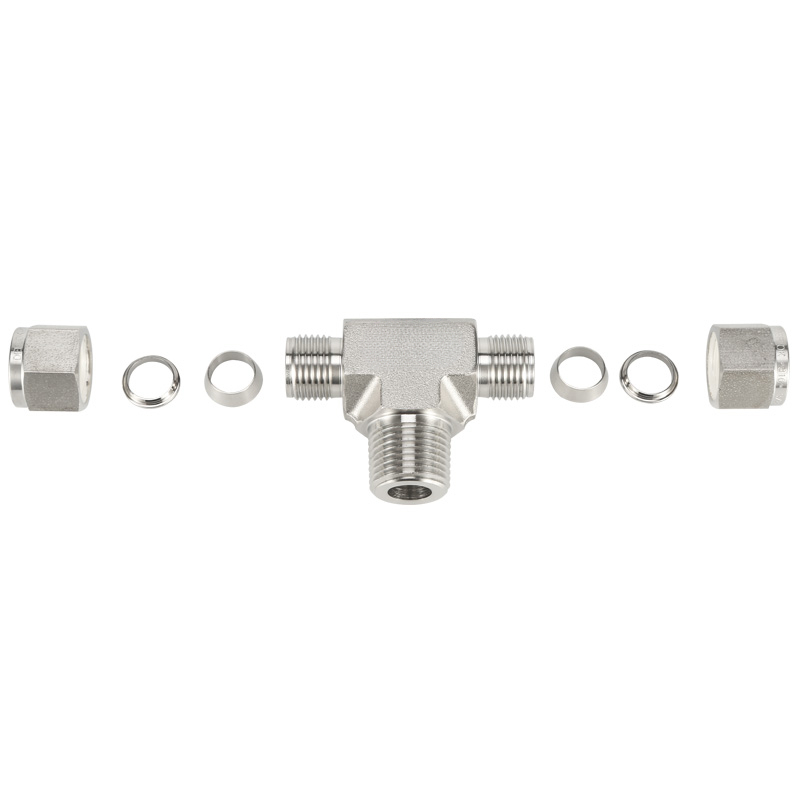 SS316 Double Ferrule Tube Fitting Male Branch Tee