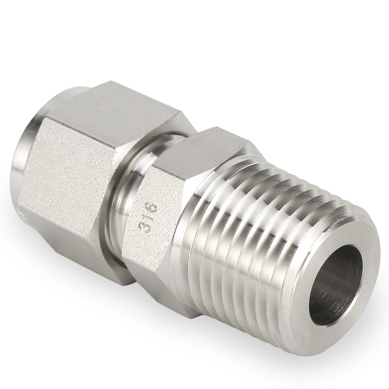 SS316 Double Ferrule Tube Fitting Male Connector