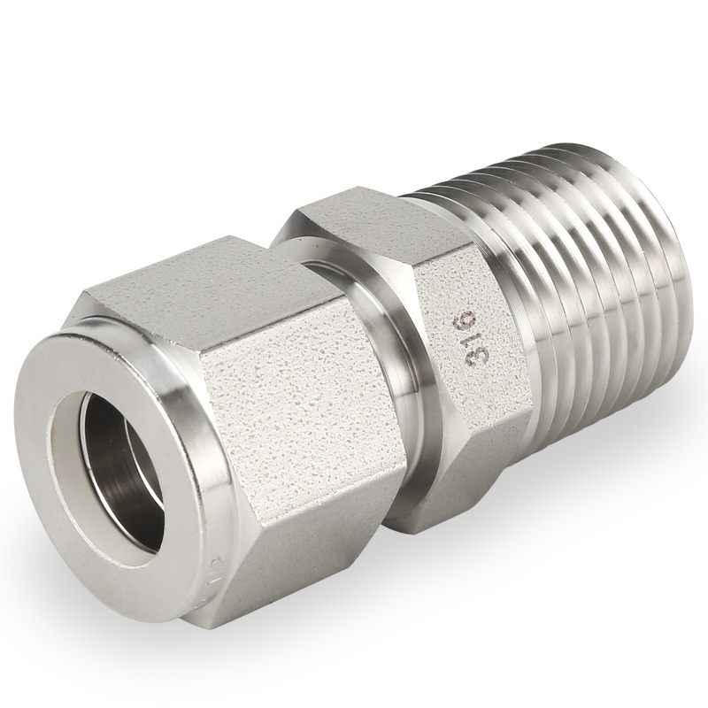 SS316 Double Ferrule Tube Fitting Male Connector