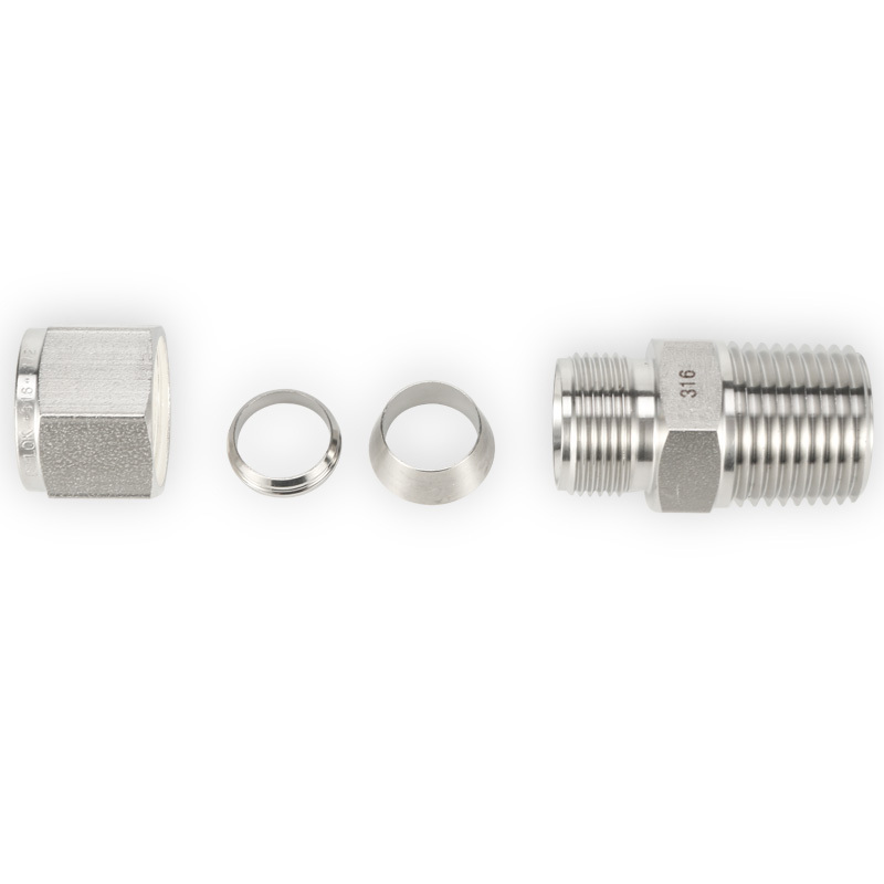 SS316 Double Ferrule Tube Fitting Male Connector