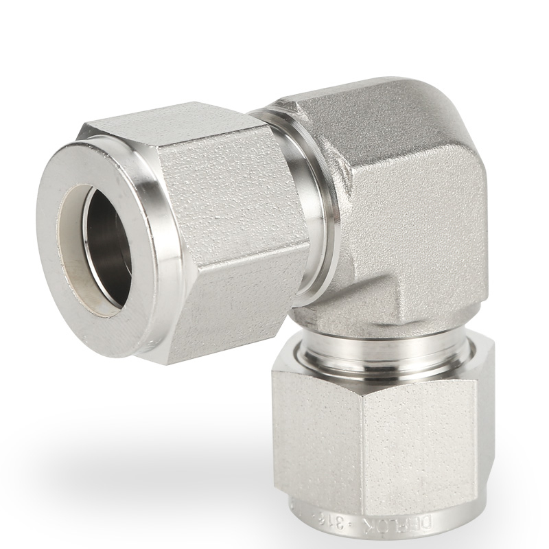 SS316 Double Ferrule Tube Fitting 90 Degree Union Elbow