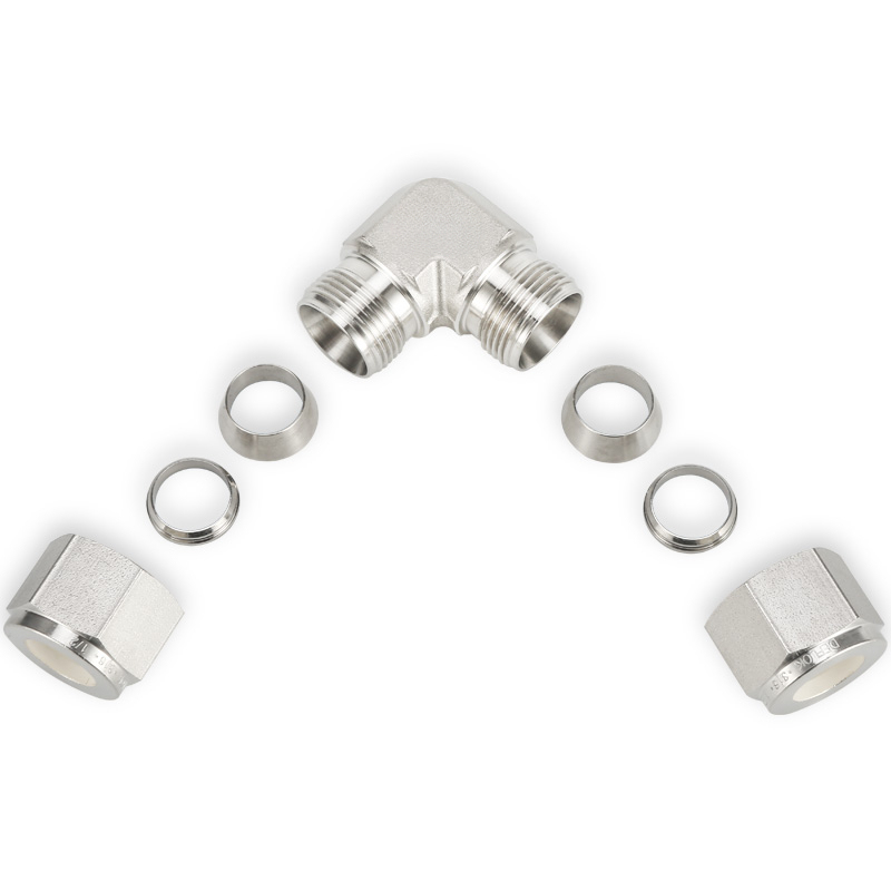 SS316 Double Ferrule Tube Fitting 90 Degree Union Elbow