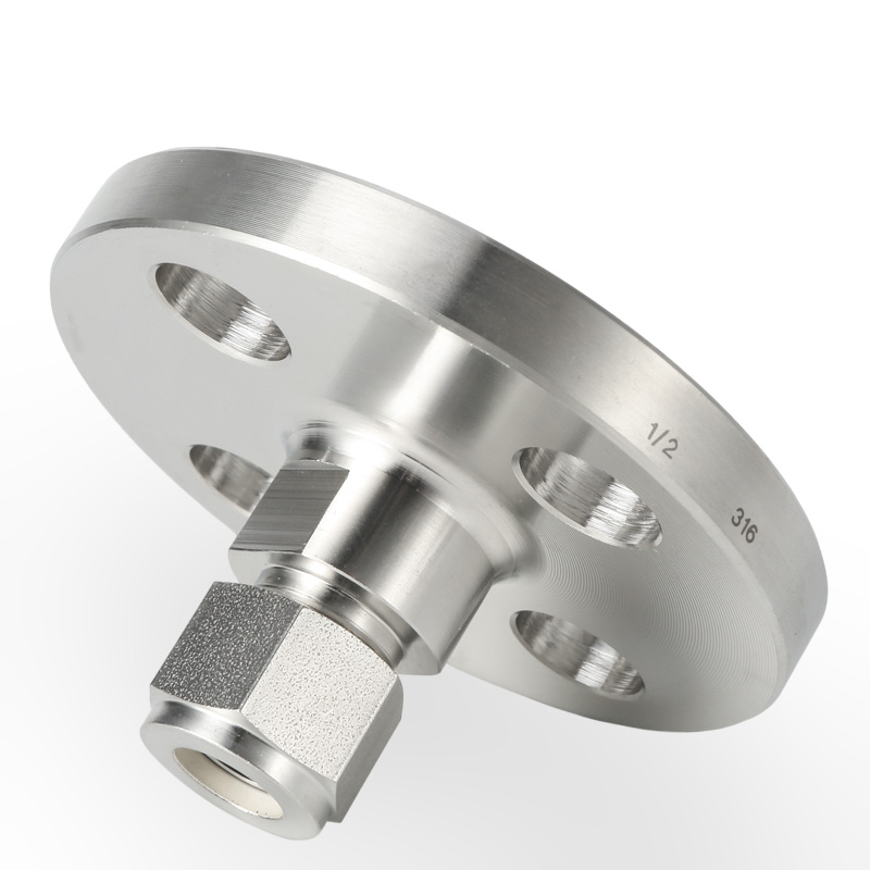 SS316 Double Ferrule Tube Fitting Flange Adapter