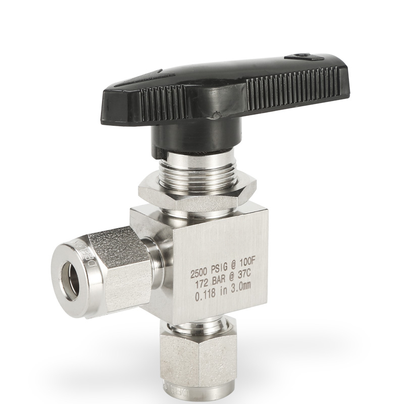 SS316 BV2 Double Ferrule Compression Angle Ball Valve