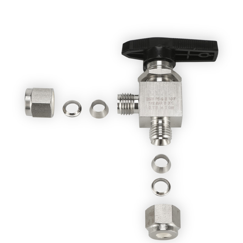 SS316 BV2 Double Ferrule Compression Angle Ball Valve