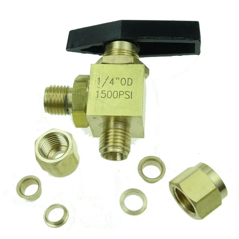 Brass Double Ferrule Compression Angle Ball Valve