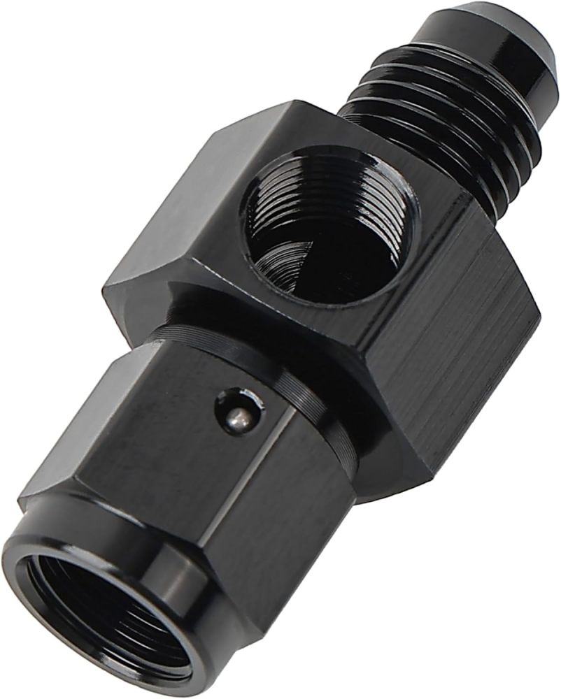 Male Flare to AN Female Swivel with 1/8 NPT Gauge Port Fuel Pressure Take Off Fitting Adapter Aluminum