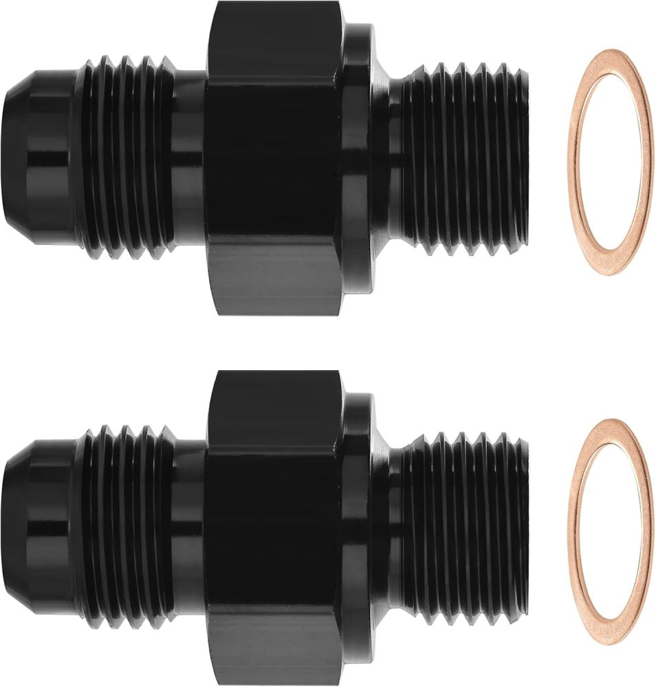 6AN Male to 1/4" NPSM Transmission Cooler Fitting Adapter Aluminum Black Fits TH350 TH400 4L60E 700R4 200-4R TR6060 AOD 4R100 4R70W C5