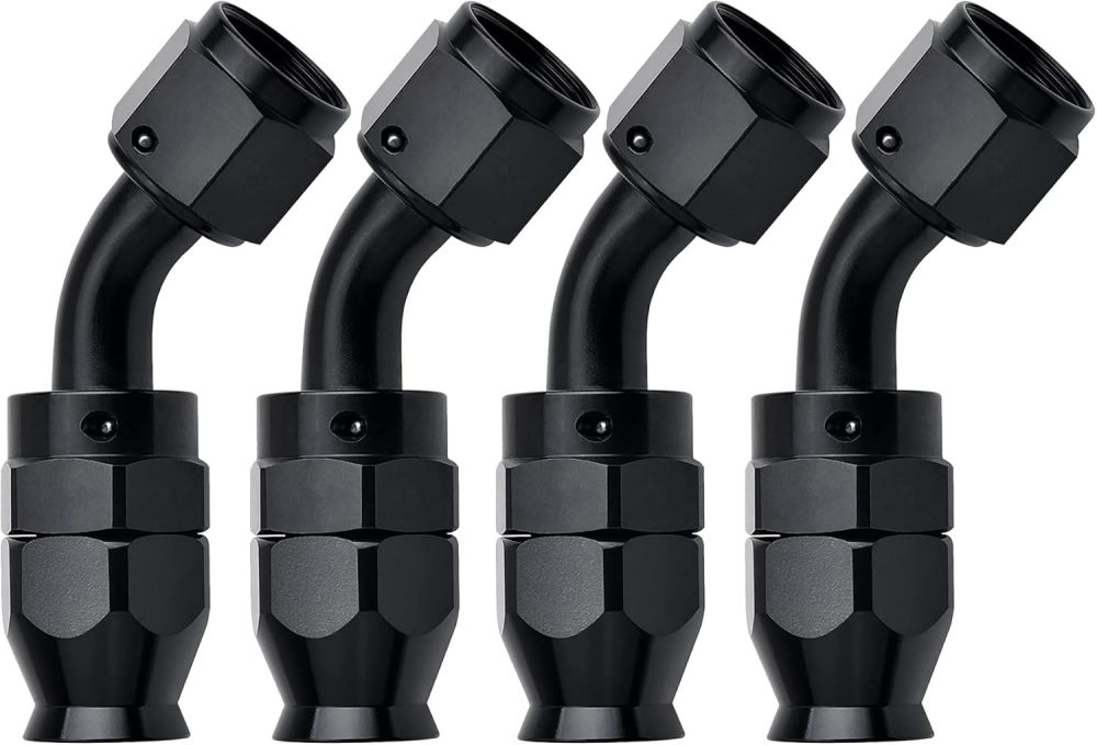 AN PTFE Hose End Fitting 45 Degree Black for PTFE Hose