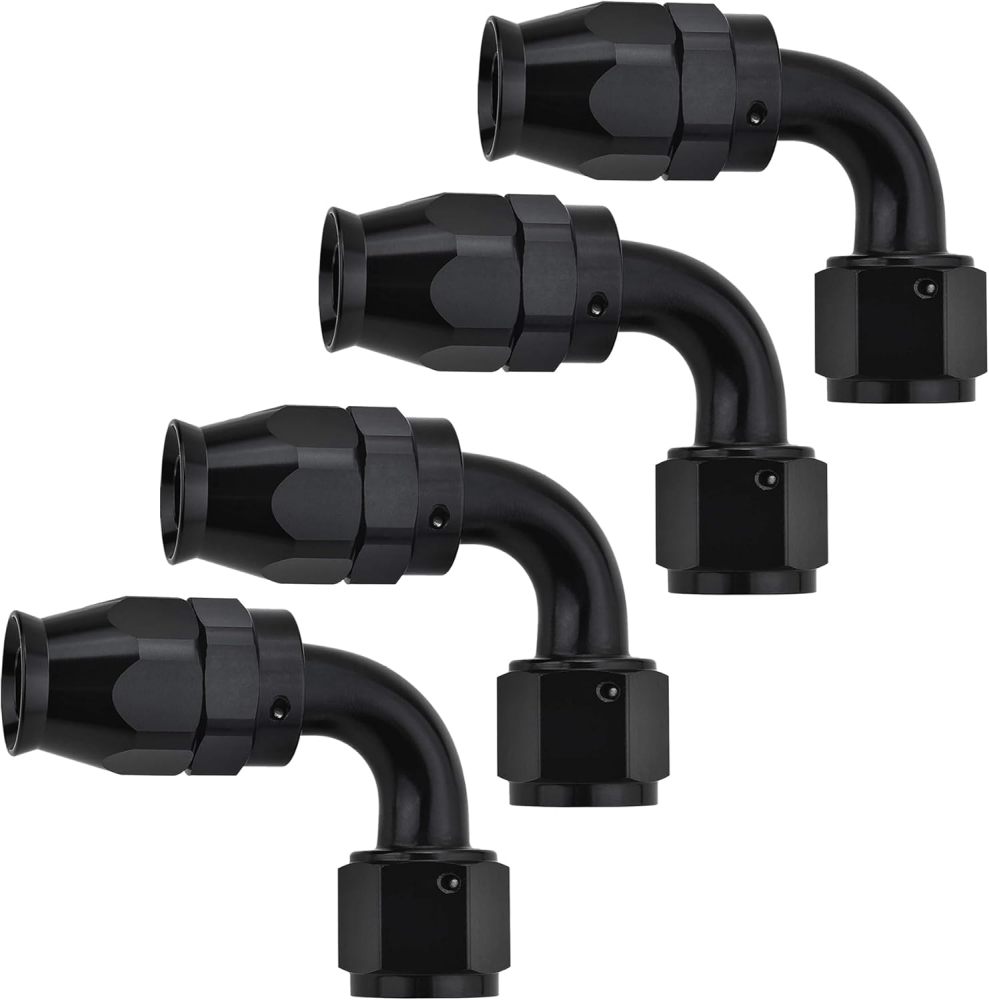 AN PTFE Hose End Fitting 90 Degree Black for PTFE Hose