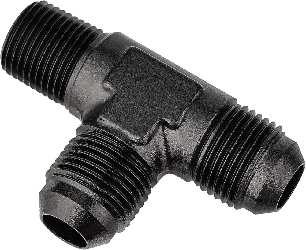 AN Tee Male Flare to NPT on Run T Fitting Adapter Aluminum