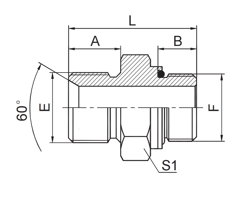 BSP MALE DOUBLE USE FOR 60° CONE SEAT OR BONDED SEAL / METRIC MALE L-SERIES ISO 6149-3