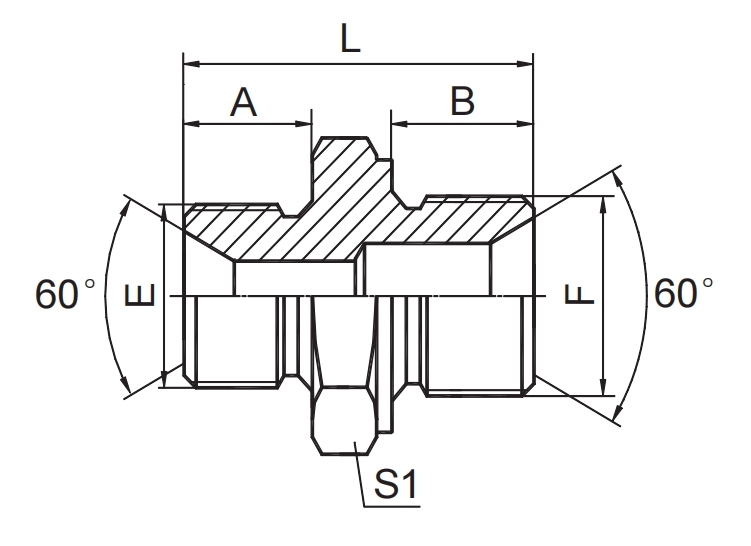 BSP MALE DOUBLE USE FOR 60°  CONE SEAT OR BONDED SEAL /  METRIC MALE DOUBLE USE FOR 60°  CONE SEAT OR BONDED SEAL