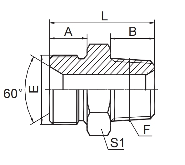 BSP MALE DOUBLE USE FOR 60°  CONE SEAT OR BONDED SEAL / NPT MALE