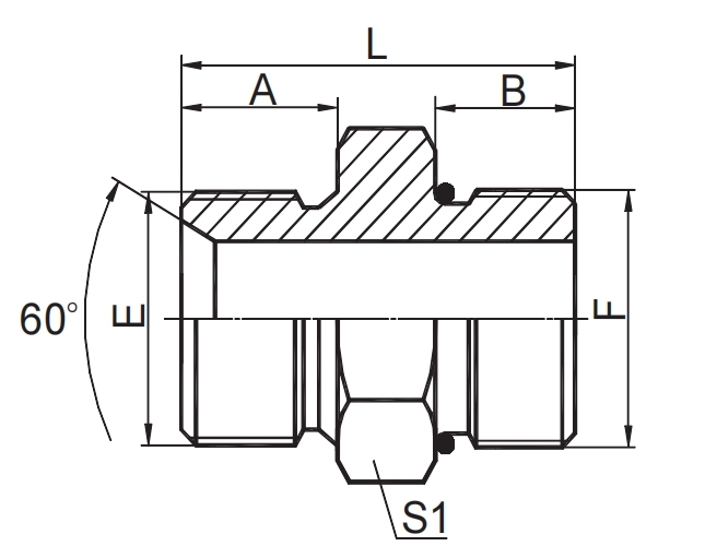 BSP MALE DOUBLE USE FOR 60° CONE SEAT OR BONDED SEAL/SAE O-RING BOSS L-SERIES ISO 11926-3