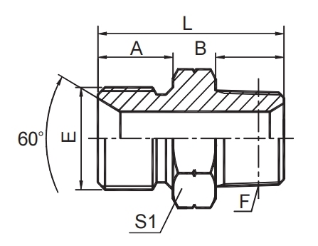 BSP MALE DOUBLE USE FOR 60° CONE SEAT OR  BONDED SEAL / BSPT MALE