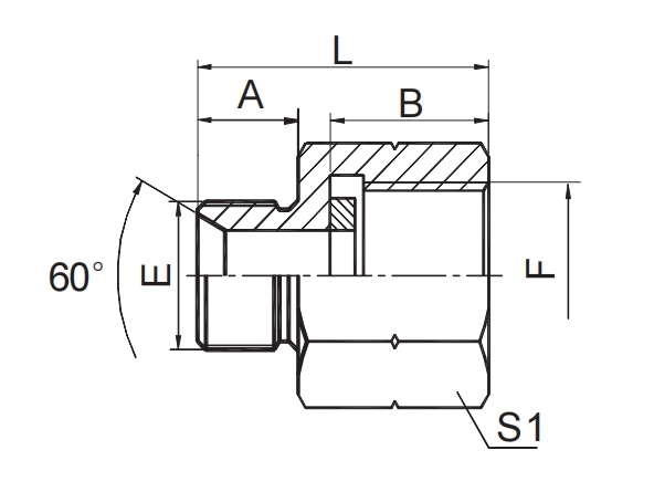 BSP MALE DOUBLE USE FOR 60° CONE SEAT  OR BONDED SEAL / BSP FEMALE  PRESSURE GAUGE CONNECTORS