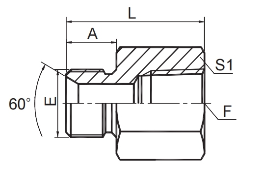 BSP MALE DOUBLE USE FOR 60° CONE SEAT OR  BONDED SEAL / NPT FEMALE