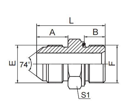 JIC MALE 74° CONE / BSP MALE CAPTIVE SEAL