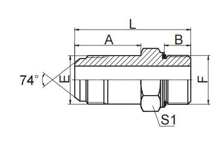 LONG JIC MALE  74° CONE / BSPP O-RING BOSS