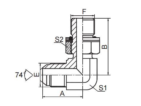 90° ELBOW JIC MALE 74° CONE / METIRC  MALE ADJUSTABLE STUD END L-SERIES ISO 6149-3
