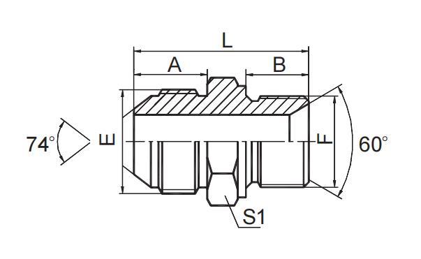 JIC MALE 74° CONE / METRIC MALE 60° SEAT