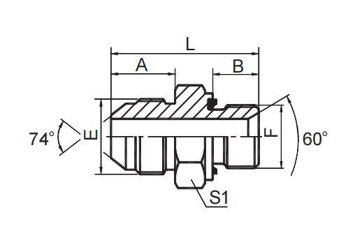 JIC MALE 74° CONE / METRIC MALE CAPTIVE SEAL