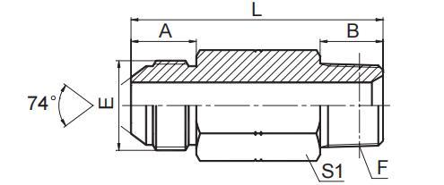 JIC MALE 74° CONE / NPT MALE EXTRA LONG