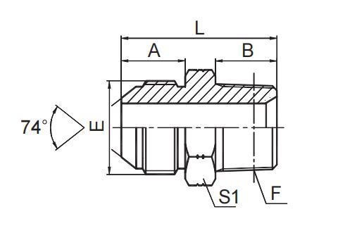 JIC MALE 74° CONE / NPT MALE
