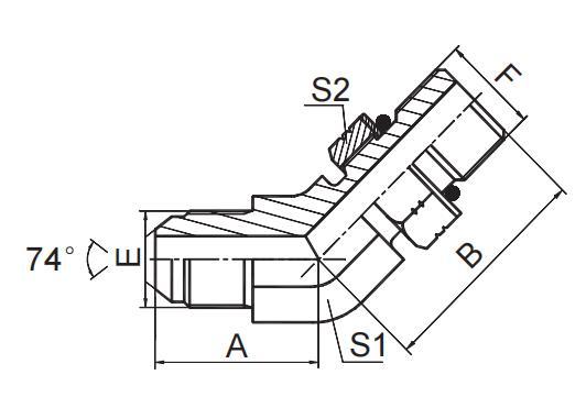 45° ELBOW JIC MALE 74° CONE / SAE O-RING BOSS L-SERIES ISO 11926-3