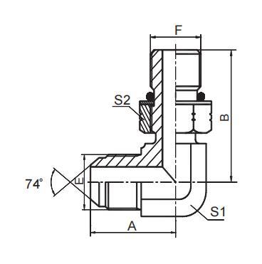 90° ELBOW JIC MALE 74°  CONE / SAE O-RING BOSS L-SERIES ISO 11926-3