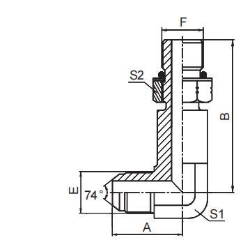 90° JIC MALE / LONG SAE  O-RING BOSS L-SERIES ISO 11926-3