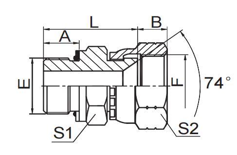 BSP MALE O-RING / JIC FEMALE 74° SEAT