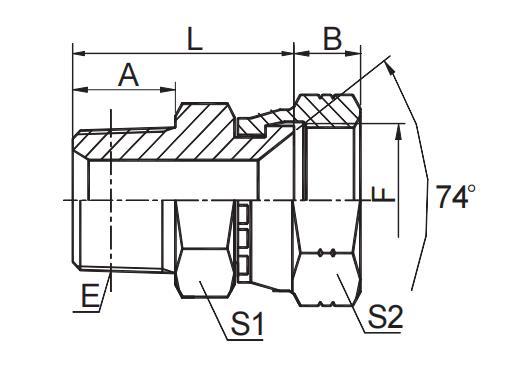 BSPT MALE / JIC FEMALE 74° SEAT